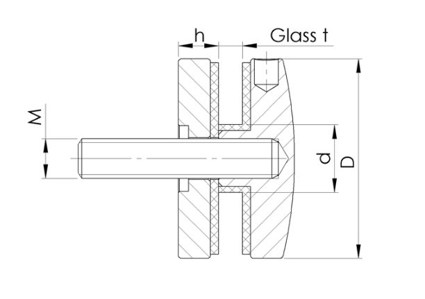 Glas-Punkthalter Ø 50 mm | für Anschluss flach | V2A