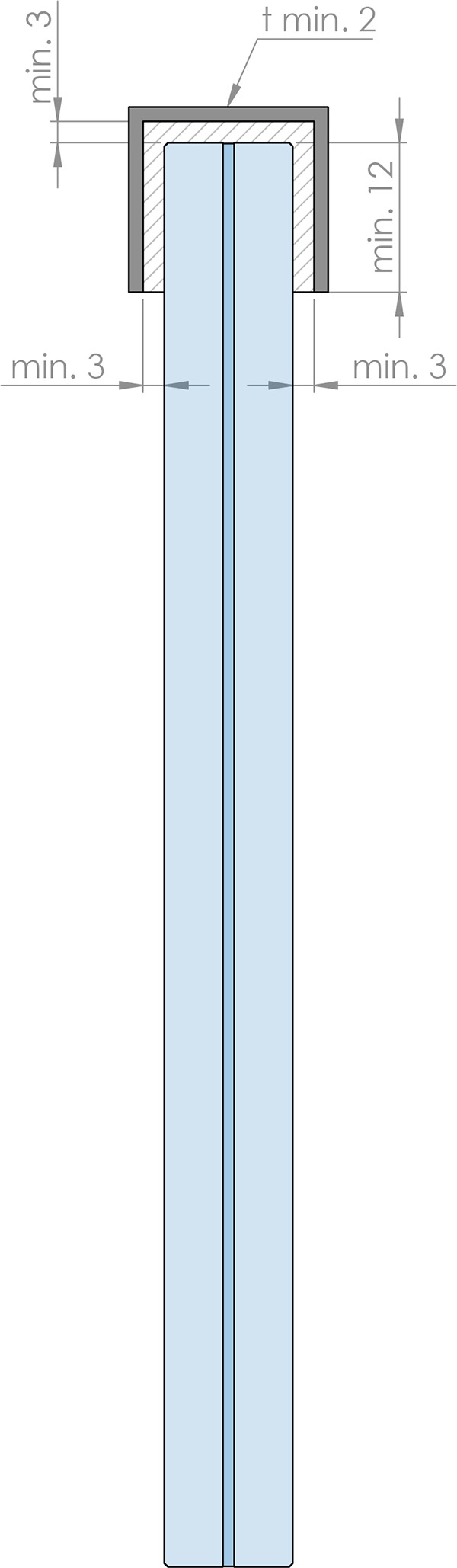 Kantenschutz | Maße: 26x12x2 mm | Länge: 3000 mm | Aluminium elox. E4/EV1