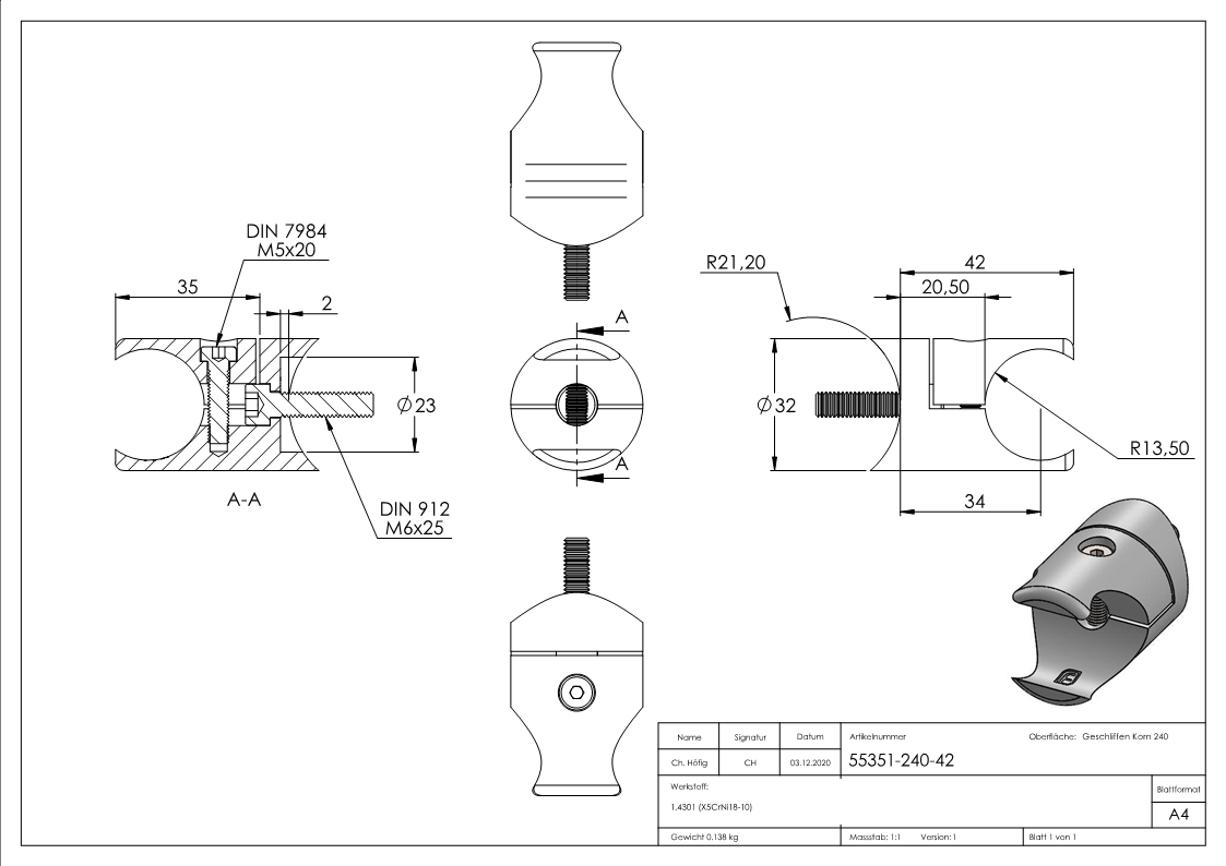 Blechhalter für Klemmprofil 27mm Anschluss: 42,4mm