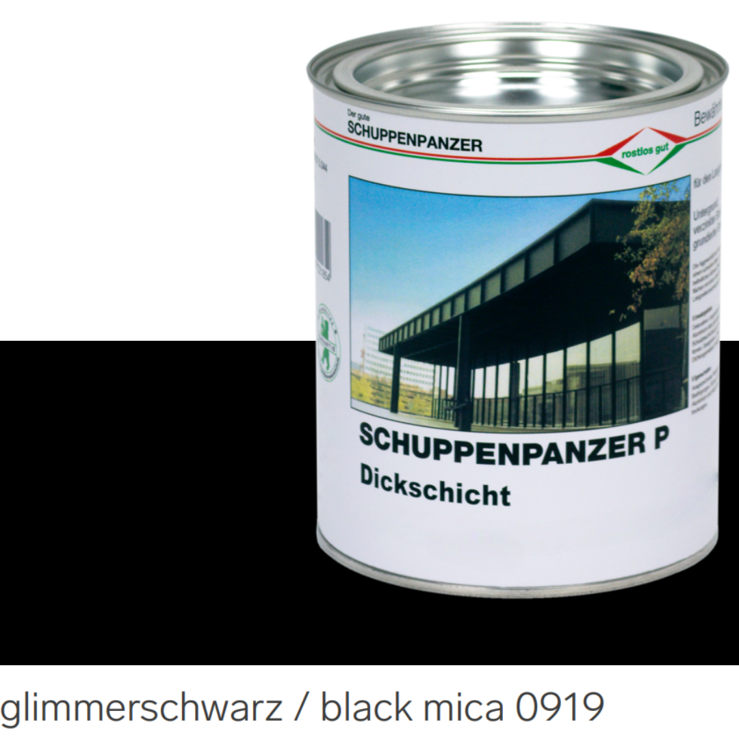 SCHUPPENPANZER-P Dickschicht 0919 glimmerschwarz 750 ml für Zäune und STAHL