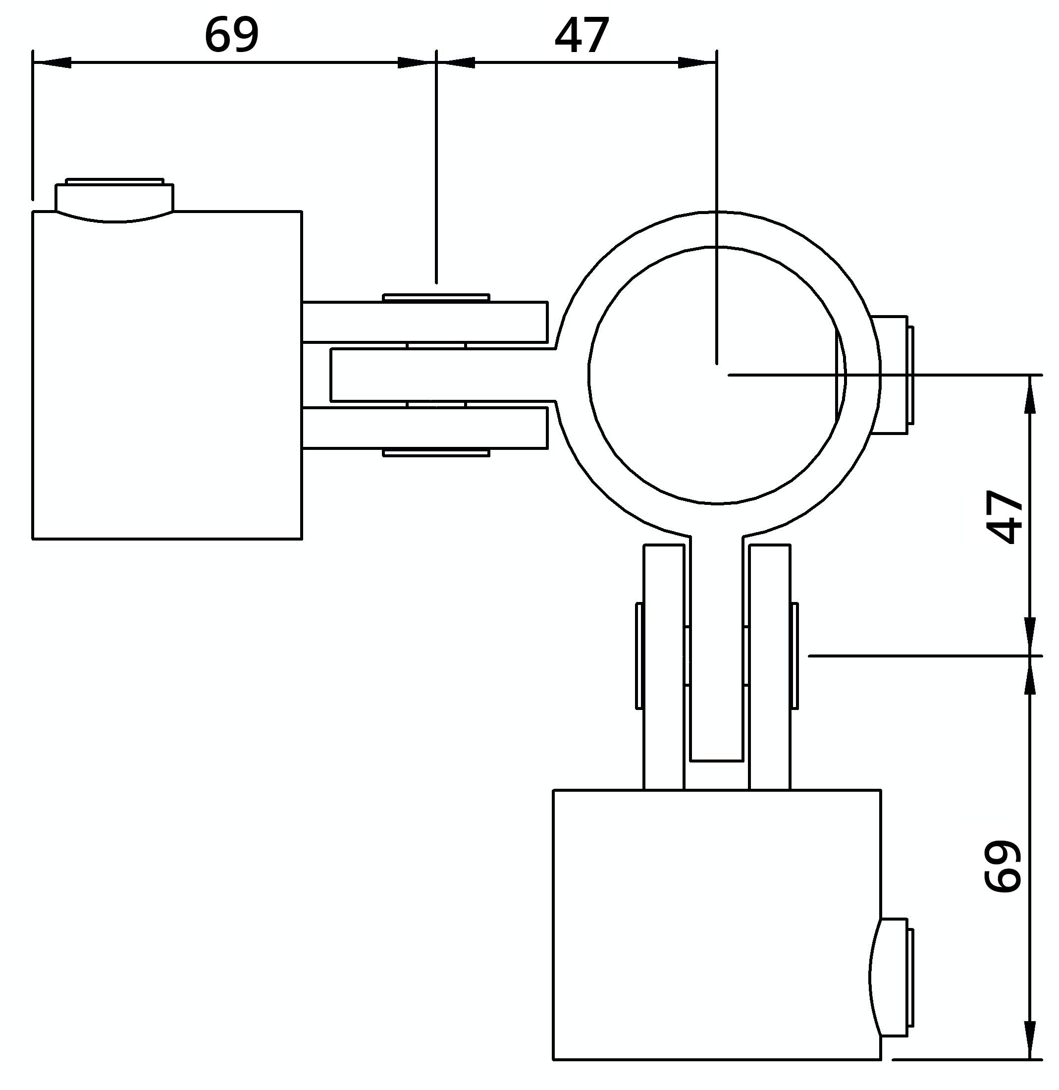 Rohrverbinder | Gelenkstück doppelt 90° | 168C42 | 42,4 mm | 1 1/4" | Feuerverzinkt u. Elektrogalvanisiert