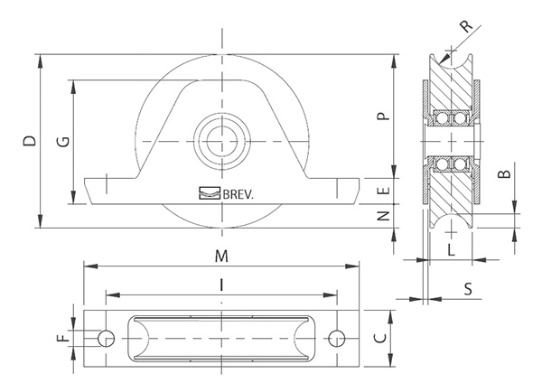 Schiebetorrolle, Ø 88mm, V2A