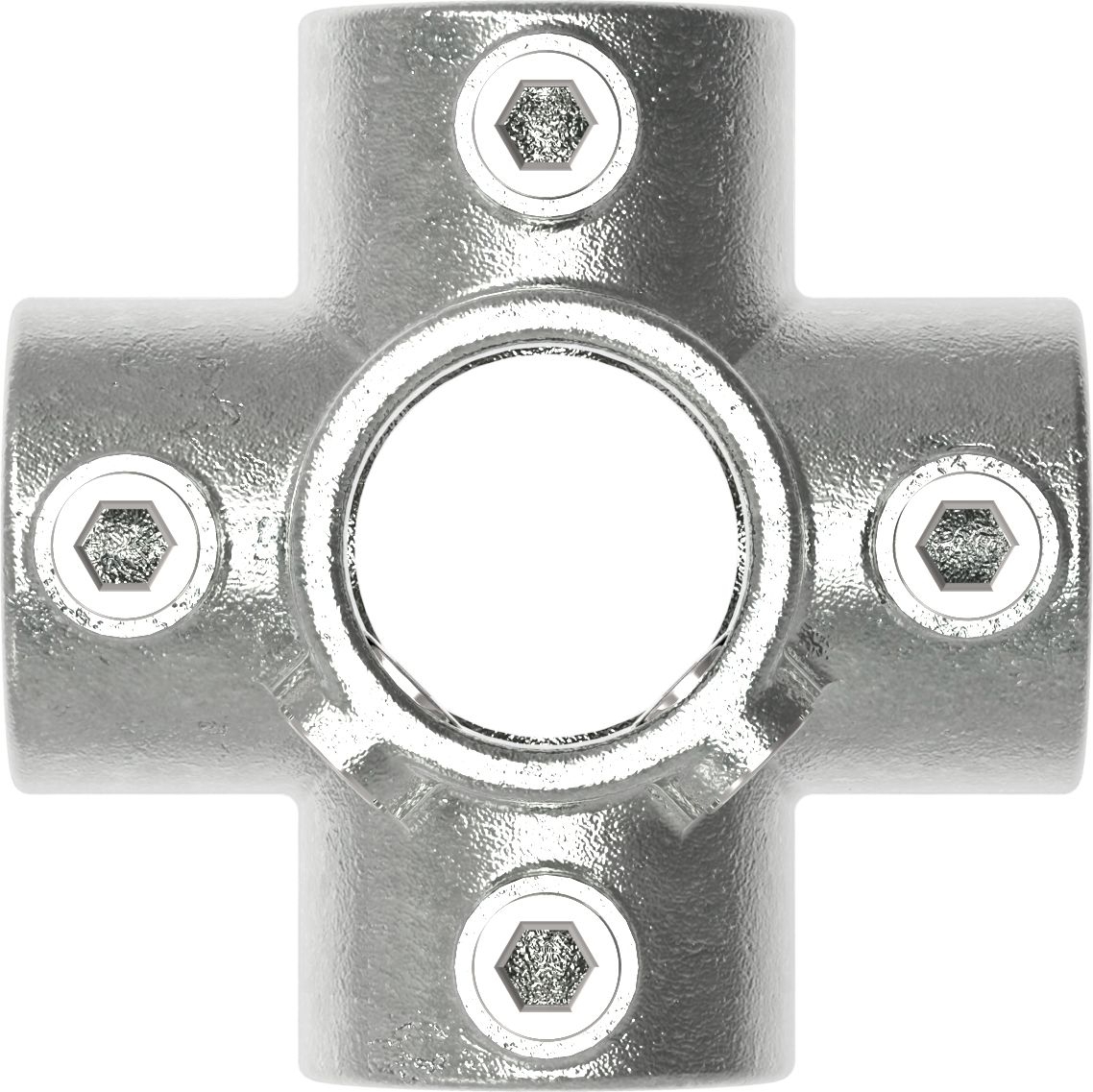 Rohrverbinder | Kreuzstück für Stützrohr | 158B34 | 33,7 mm | 1" | Feuerverzinkt u. Elektrogalvanisiert