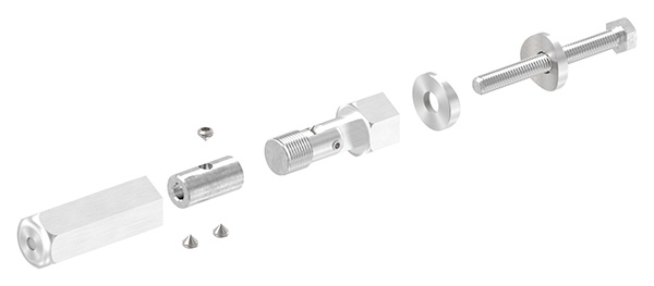 Gewindeterminal mit Gelenk | Für Seil Ø 4 mm | zur Selbstmontage für Pfosten Ø 42,4 mm | V2A