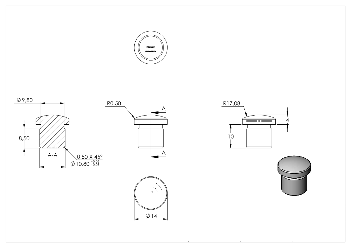 Stopfen, für Rohr 14,0 x 1,5mm, V2A