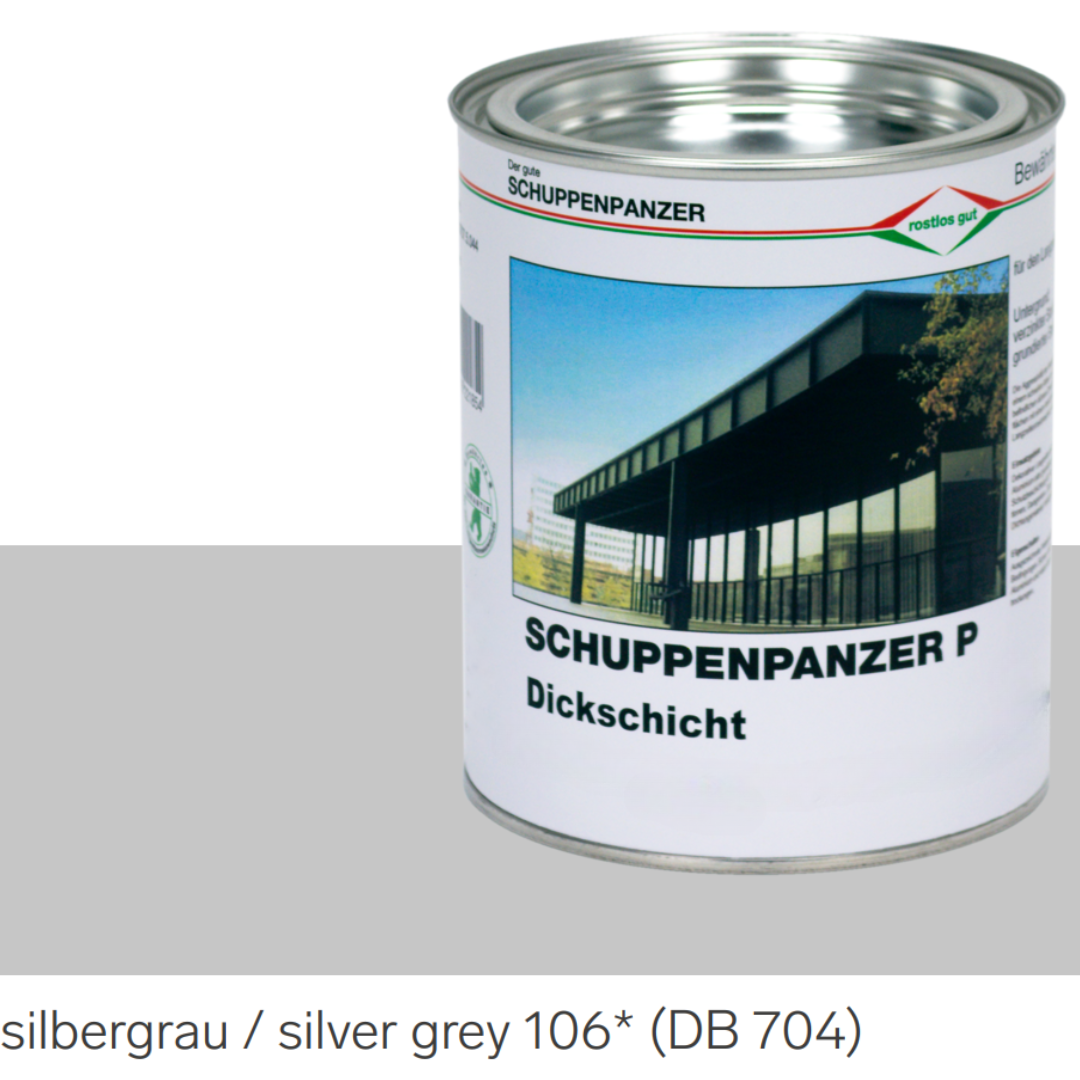 SCHUPPENPANZER-P Dickschicht 0707 silbergrau 106 DB 704 750 ml für Zäune und STAHL