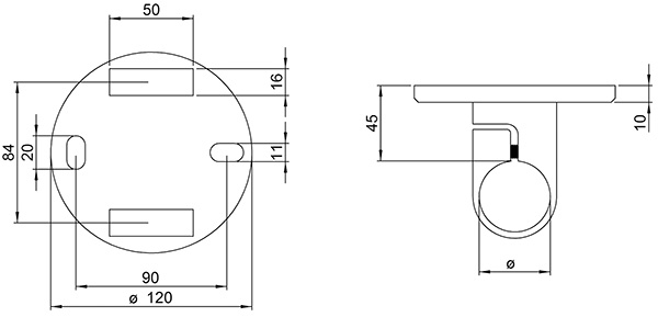 Wandbefestigung 120x10 mm zum Spannen für Rundrohr Ø 42,4 mm V2A