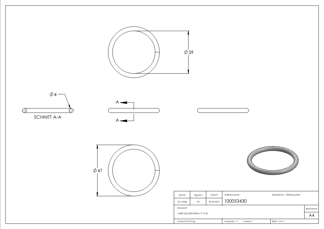 Ring 4x47mm V4A