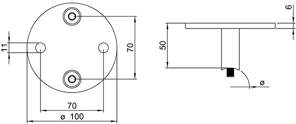 Wandbefestigung für Rundrohr Ø 48,3 mm V2A