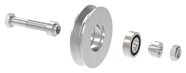 Schiebetorrolle | Ø 98 mm | V-Rille | Stahl S235JR, verzinkt