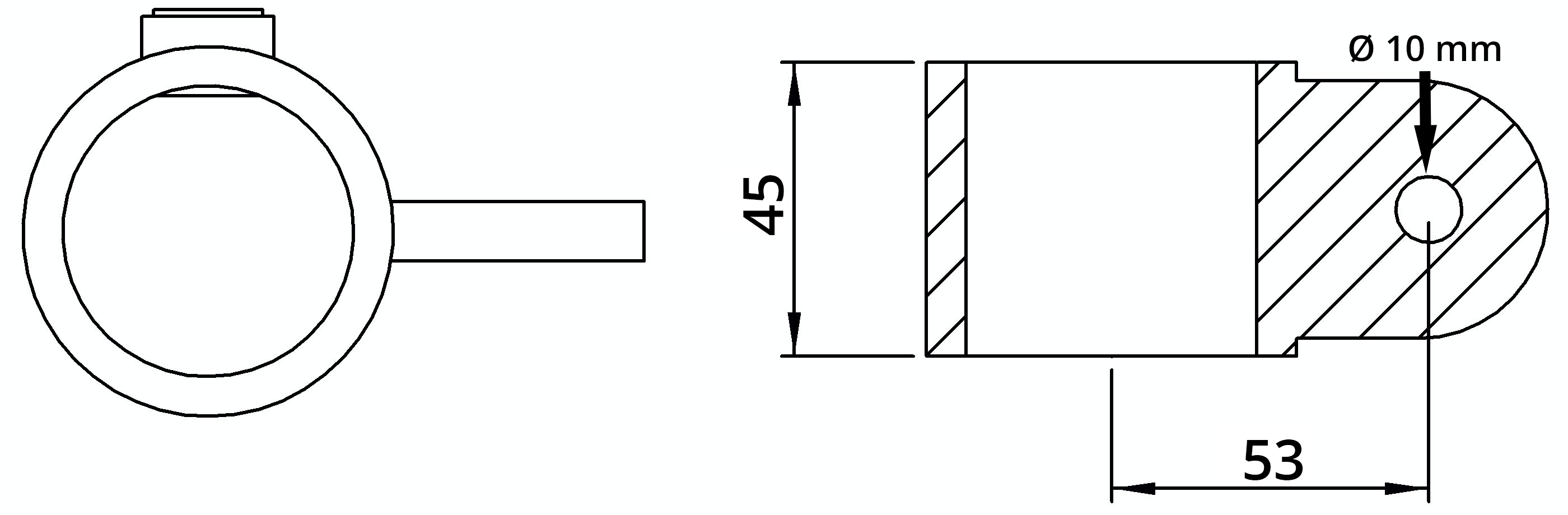 Rohrverbinder | Gelenkauge einfach | 173MD48 | 48,3 mm | 1 1/2" | Feuerverzinkt u. Elektrogalvanisiert