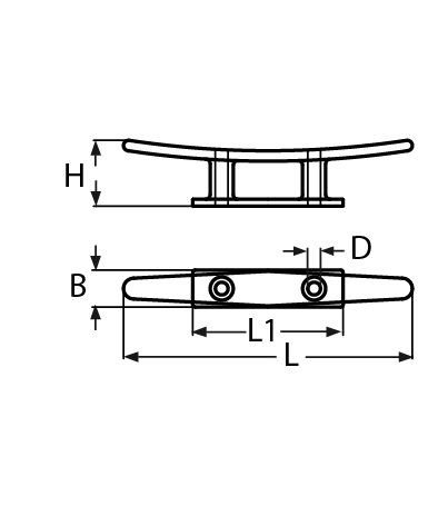 Klampe | flach | mit 2 Bohrungen | V4A | 100 mm | VPE: 1