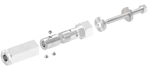 Gewindeterminal mit Gelenk | Für Seil Ø 6 mm | zur Selbstmontage für Pfosten Ø 42,4 mm | V2A