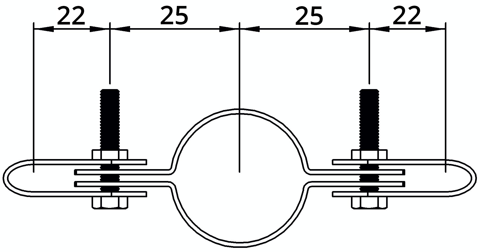Rohrverbinder | Gitterhalter doppelt | 171A27 | 26,9 mm | 3/4" | Feuerverzinkt u. Elektrogalvanisiert