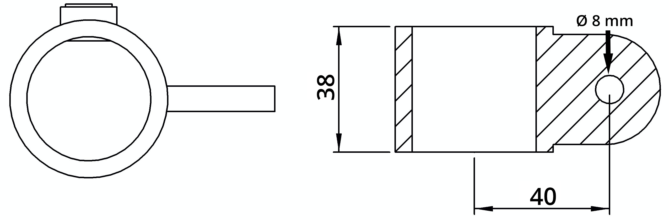 Rohrverbinder | Gelenkauge einfach | 173MA27 | 26,9 mm | 3/4" | Feuerverzinkt u. Elektrogalvanisiert