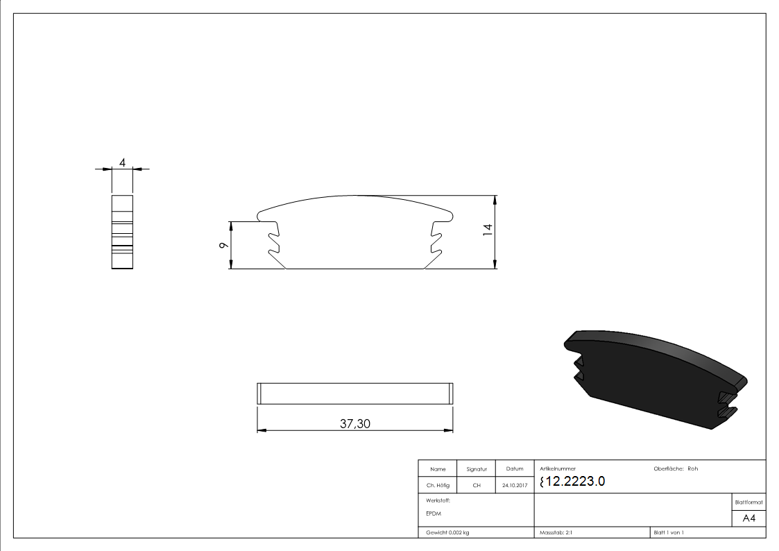 Abdichtkeil | für Alu-Profil | Stärke: 4 mm