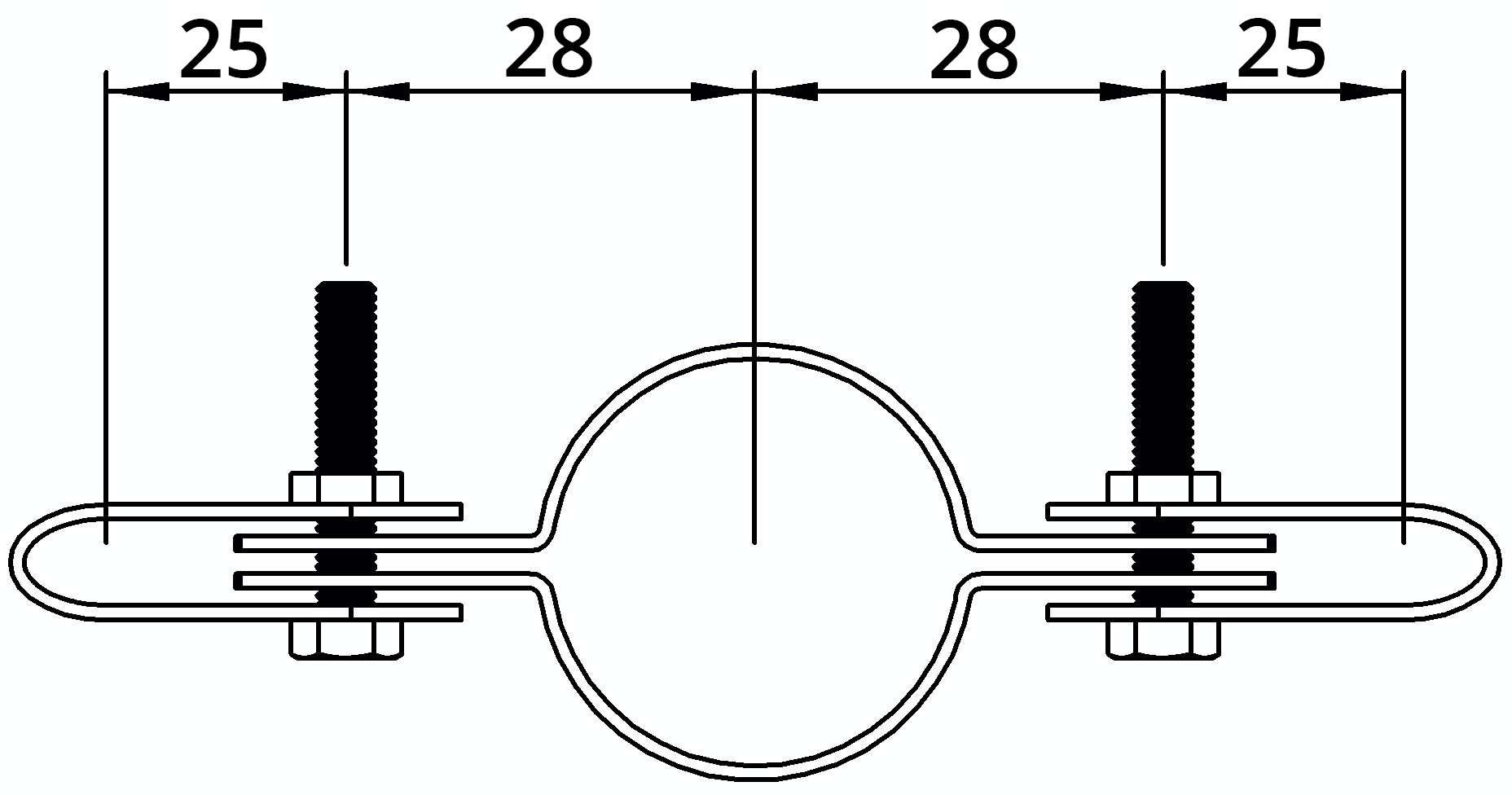 Rohrverbinder | Gitterhalter doppelt | 171B34 | 33,7 mm | 1" | Feuerverzinkt u. Elektrogalvanisiert