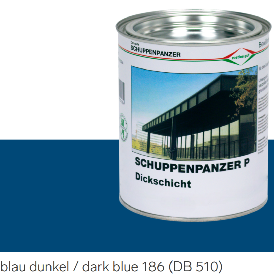 SCHUPPENPANZER-P Dickschicht 0519 blau-dunkel 186 DB 510 750 ml für Zäune und STAHL