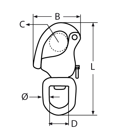 Schnappschäkel | mit Wirbelauge | V4A | 70 mm | VPE: 5