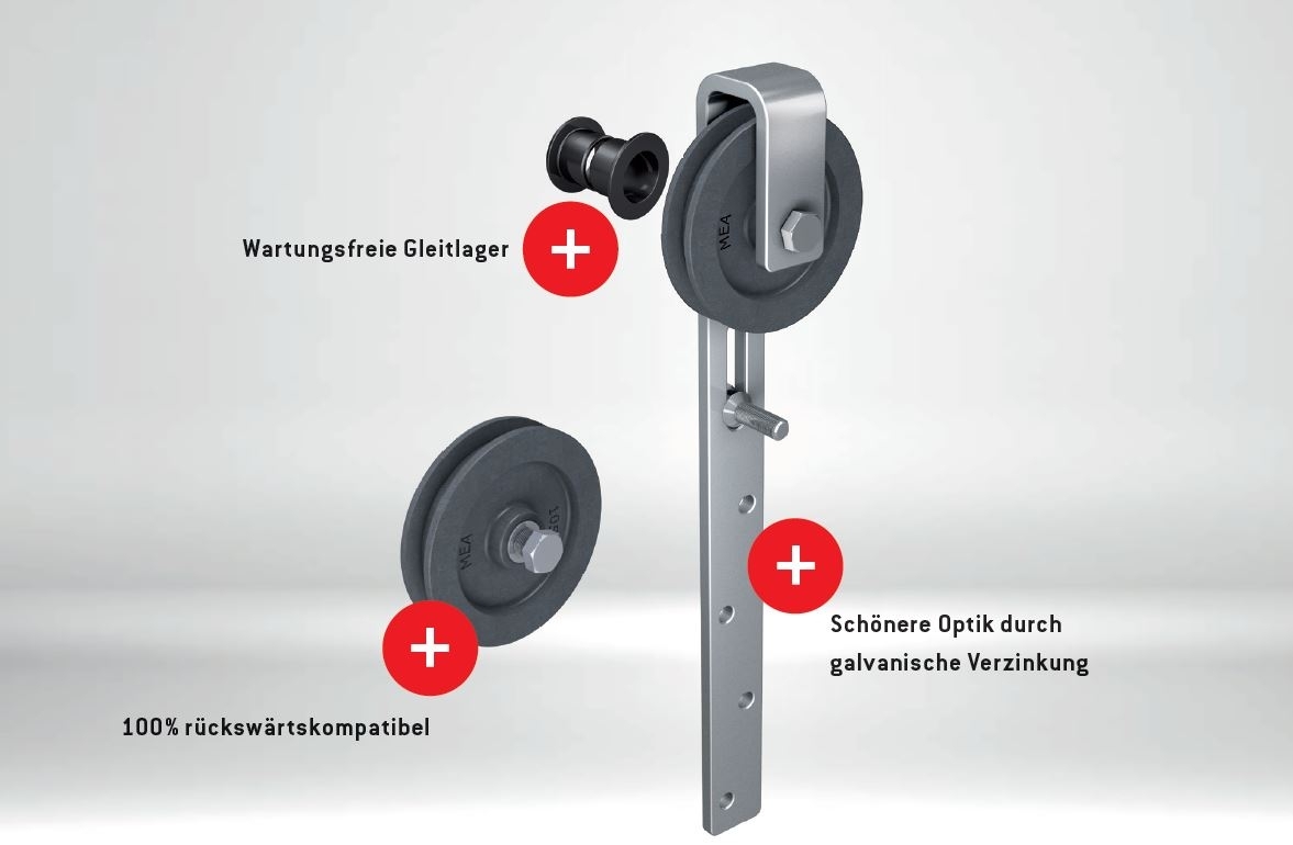 Schiebetorrolle mit feuerverzinktem Bügel, Rollen- Ø 90 mm MEA 10330136