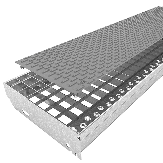 Gitterrostauflage Kunststoff 800x200 mm Schiefergrau 10 Stück | MEA Floor