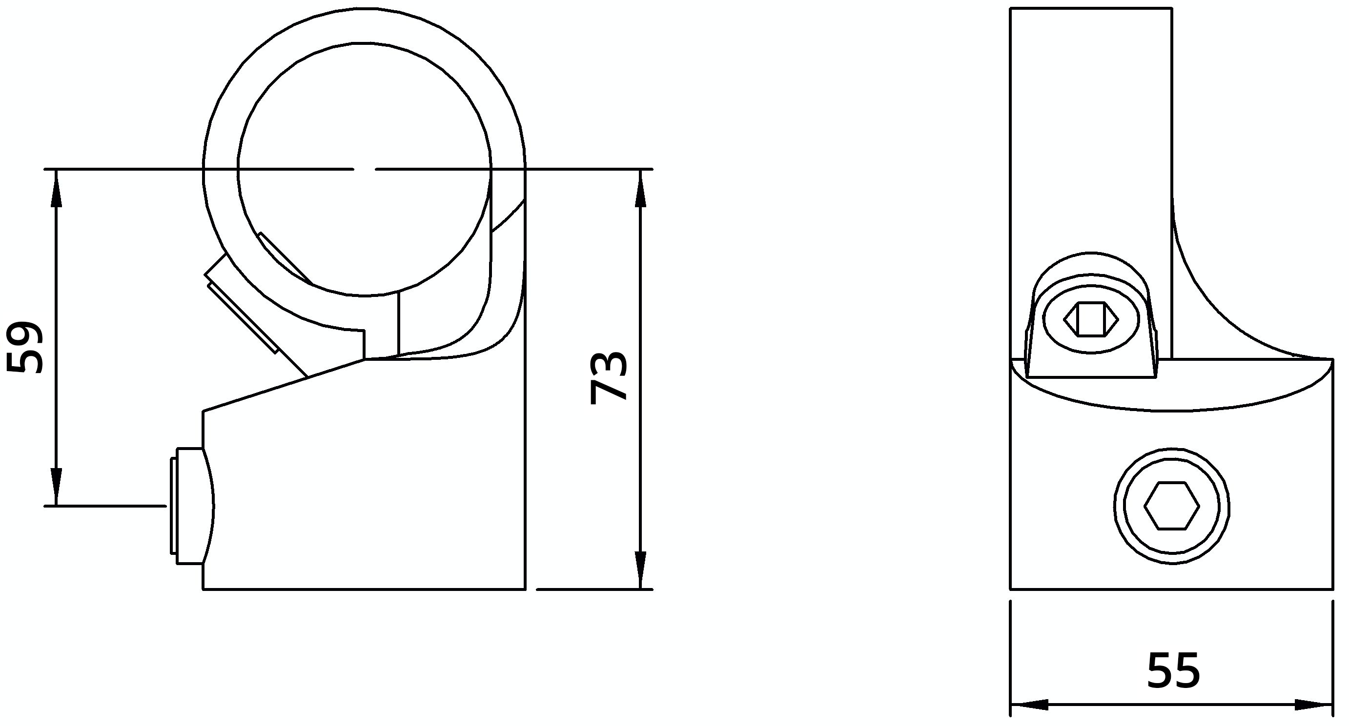 Rohrverbinder | Winkelgelenk verstellbar - 1 Stück | 148C42 | 42,4 mm | 1 1/4" | Feuerverzinkt u. Elektrogalvanisiert