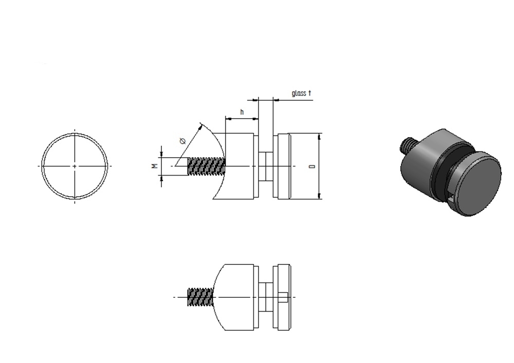 Glas-Punkthalter Ø 30 mm | für Anschluss: Ø 33,7 mm | V2A