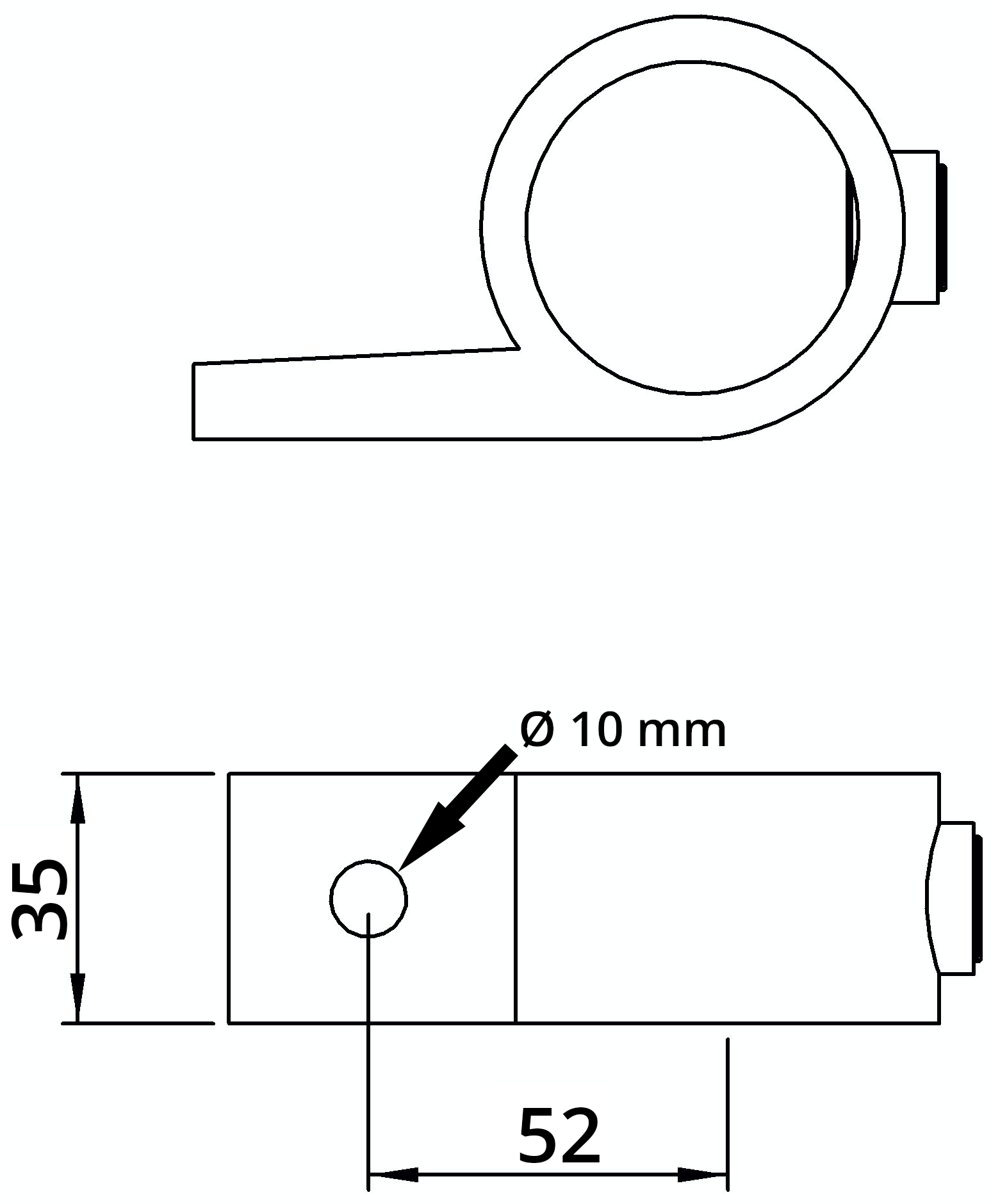 Rohrverbinder | Befestigungsring mit Flansch 1 Bohrung | 199D48 | 48,3 mm | 1 1/2" | Feuerverzinkt u. Elektrogalvanisiert