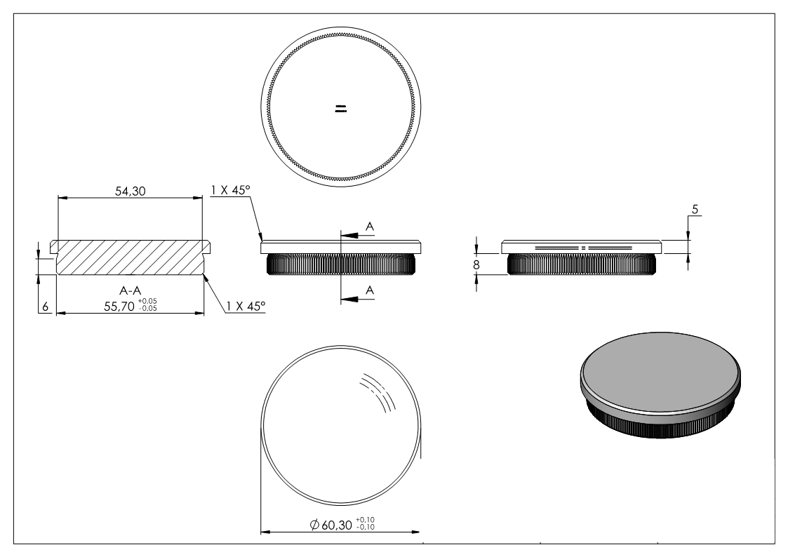 Stopfen flach für Ø 60,3x2,6 mm V2A Vollmaterial