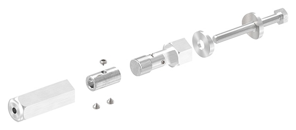 Gewindeterminal mit Gelenk | Für Seil Ø 5 mm | zur Selbstmontage für Pfosten Ø 42,4 mm | V2A