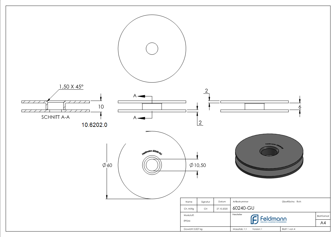 1 Paar Gummis | für Glas-Punkthalter Ø 62 mm