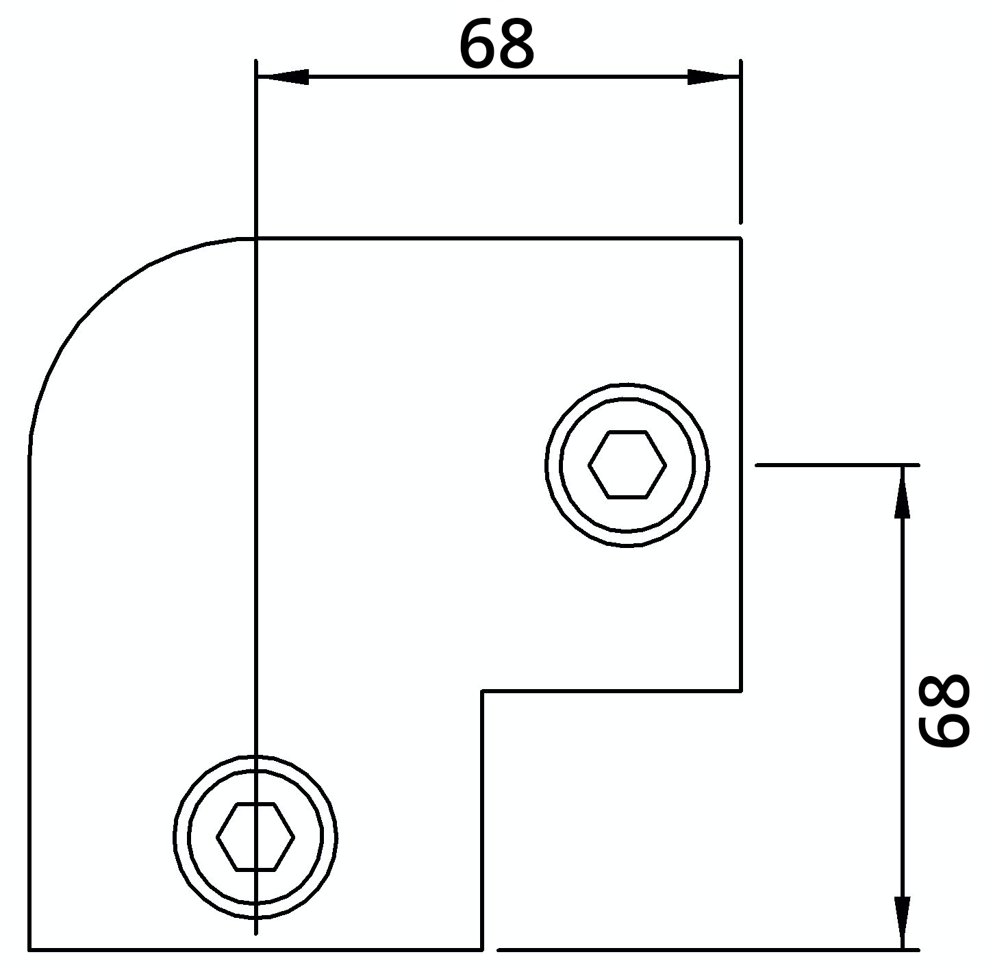 Rohrverbinder | Bogen 90° | 125E60 | 60,3 mm | 2" | Feuerverzinkt u. Elektrogalvanisiert
