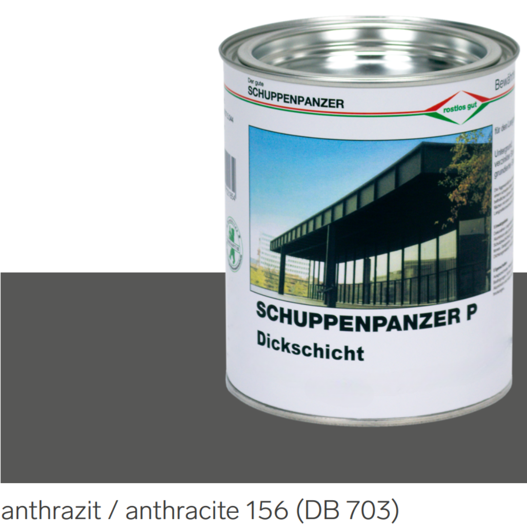 SCHUPPENPANZER-P Dickschicht 0714 anthrazit 156 DB 703 750 ml für Zäune und STAHL