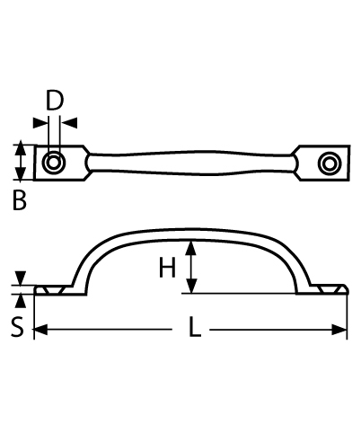 Bootsgriff | Löcher: 6,5 mm | V4A | VPE: 5