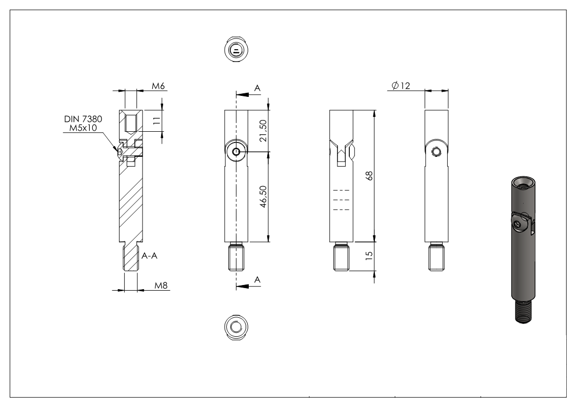 Gelenkstift Ø 12mm, Länge: 68mm, V2A