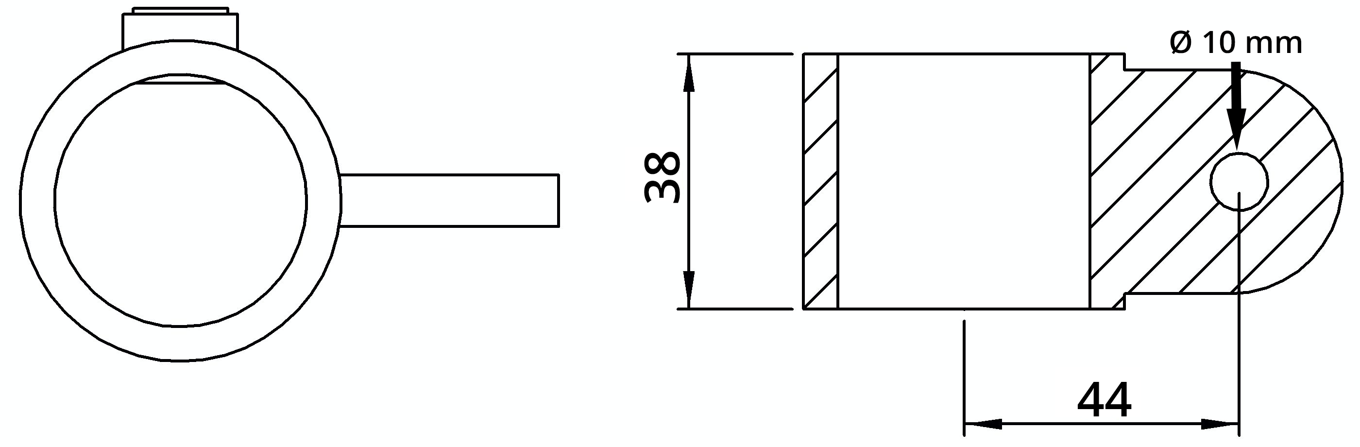 Rohrverbinder | Gelenkauge einfach | 173MB34 | 33,7 mm | 1" | Feuerverzinkt u. Elektrogalvanisiert