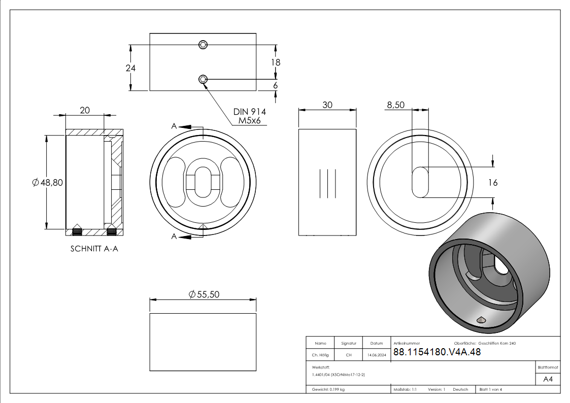 Wandbefestigung für Rohr 48,3mm