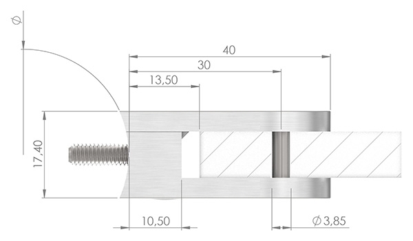 Glasklemme | Maße: 40x28x17,4 mm | Anschluss flach | V2A