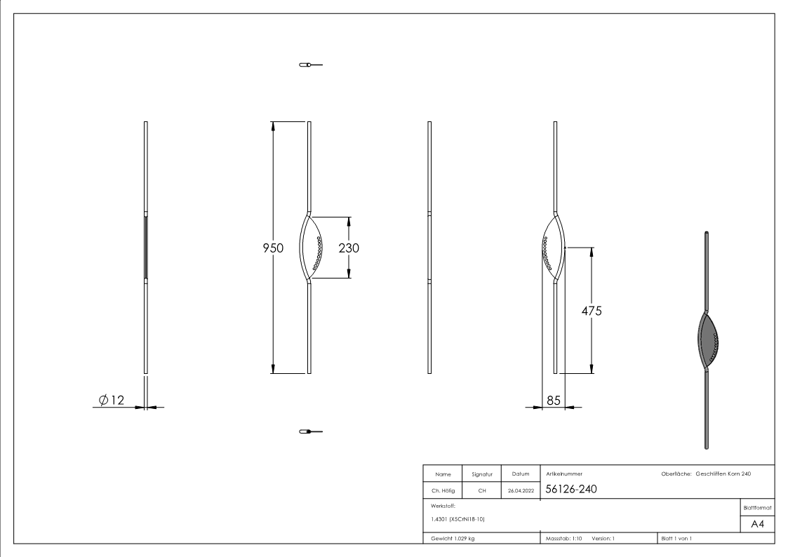 Designstab, V2A