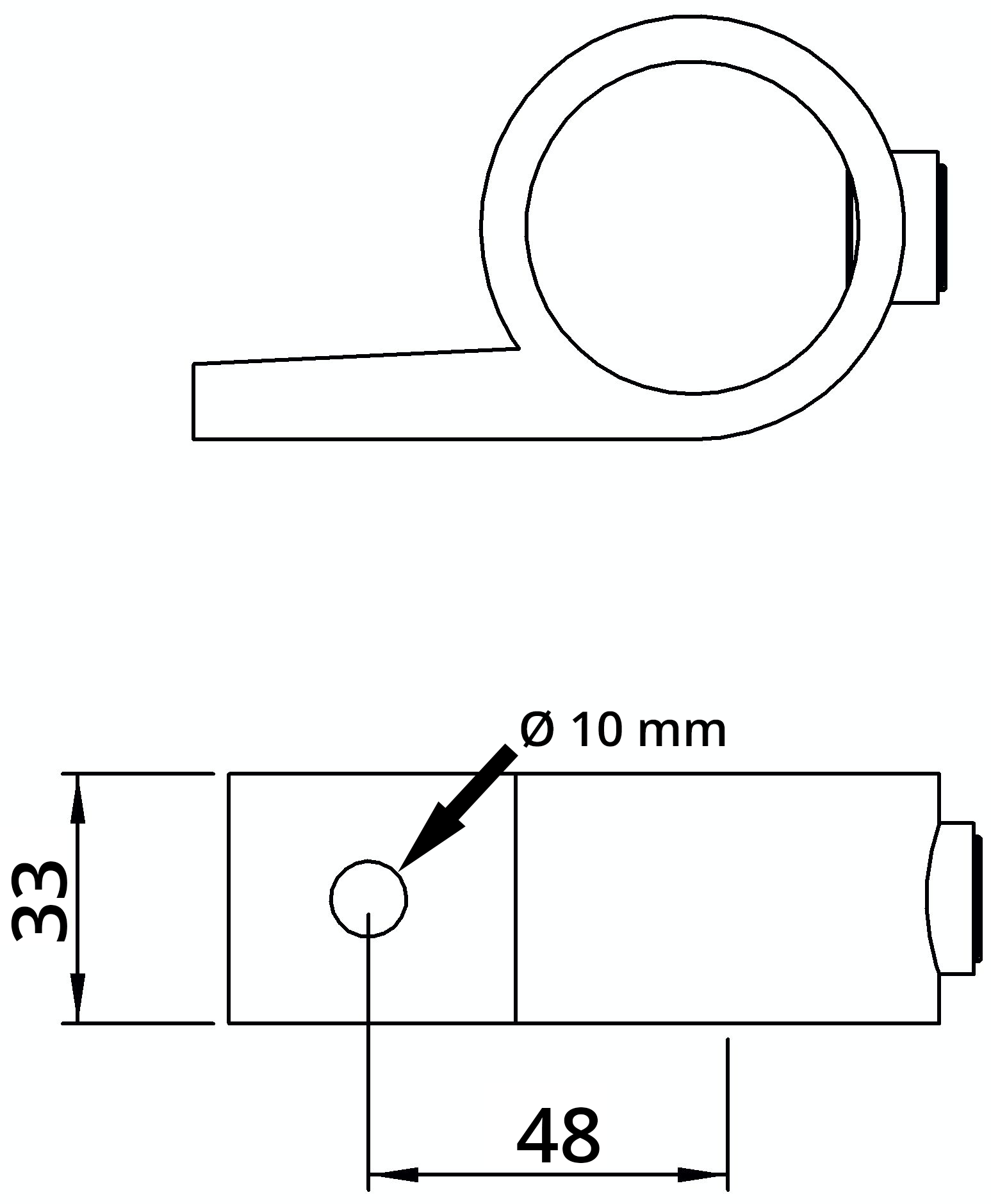 Rohrverbinder | Befestigungsring mit Flansch 1 Bohrung | 199C42 | 42,4 mm | 1 1/4" | Feuerverzinkt u. Elektrogalvanisiert
