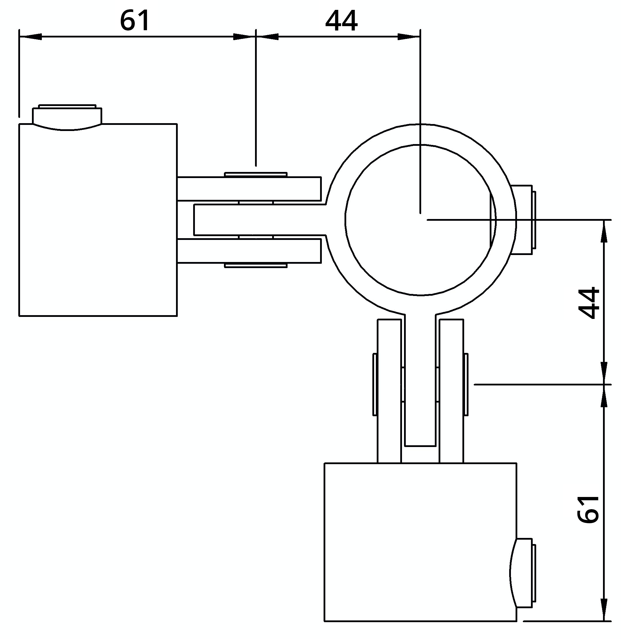 Rohrverbinder | Gelenkstück doppelt 90° | 168B34 | 33,7 mm | 1" | Feuerverzinkt u. Elektrogalvanisiert
