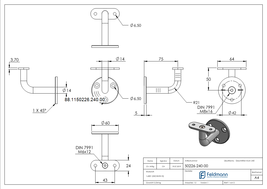 Hochwertiger Handlaufhalter für LED Handläufe. Robust und langlebig.