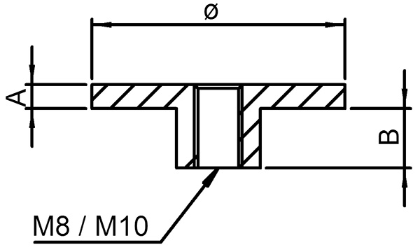 Platte flach mit M10 für Rohr Ø 48,3 mm V2A