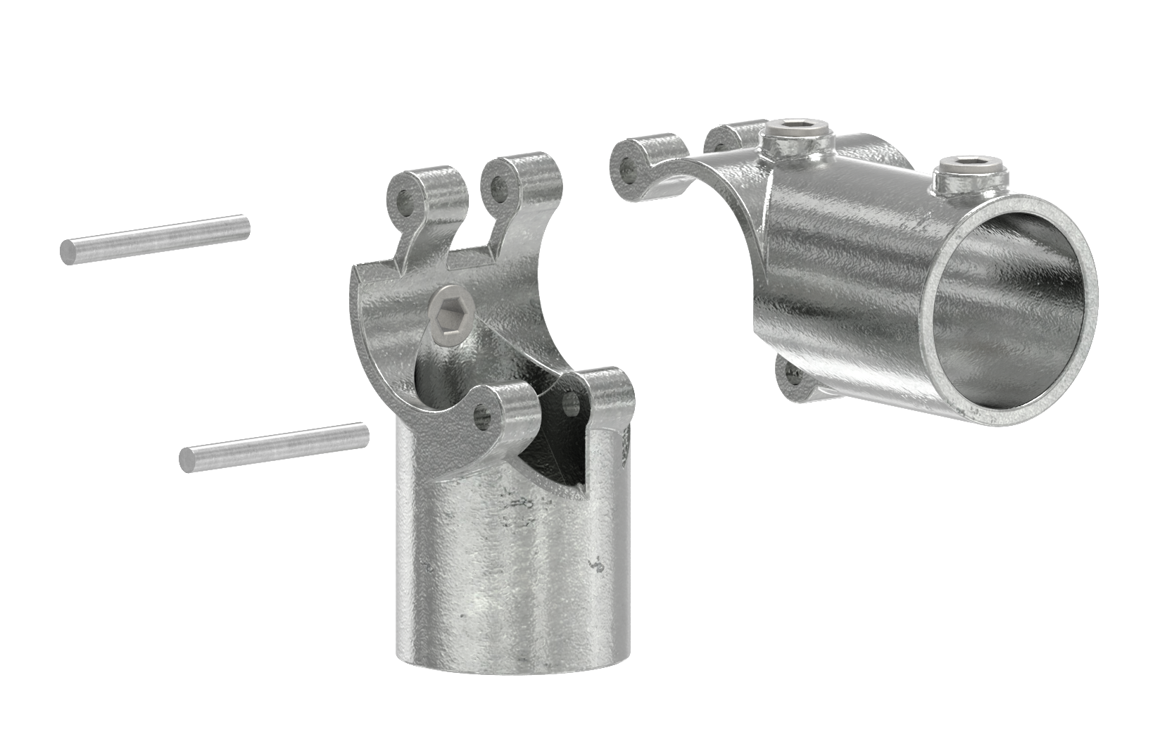 Rohrverbinder | Eckstück aufklappbar | 116D48-V | 48,3 mm | 1 1/2" | Feuerverzinkt u. Elektrogalvanisiert
