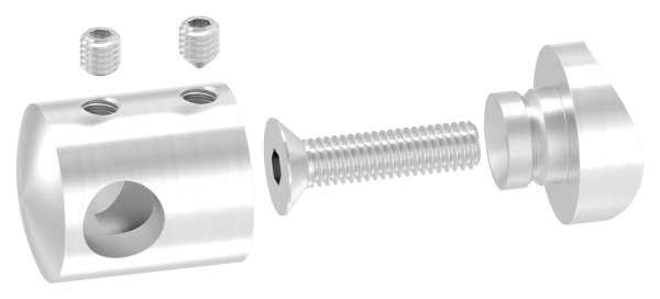 Querstabhalter Ø 22 mm | Anschluss: 33,7 mm | mit Bohrung: 10,2 mm | V2A