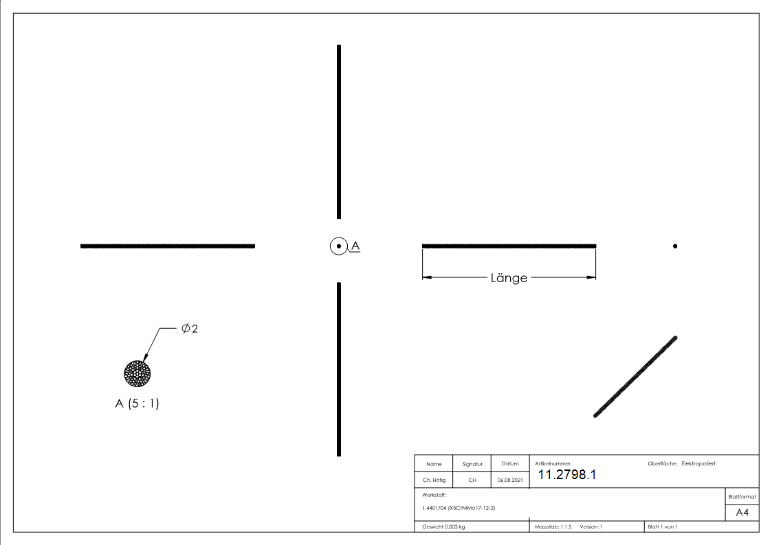 Edelstahlseil 7x7 | flexibel | Ø 2 mm | Preis pro Meter | V4A