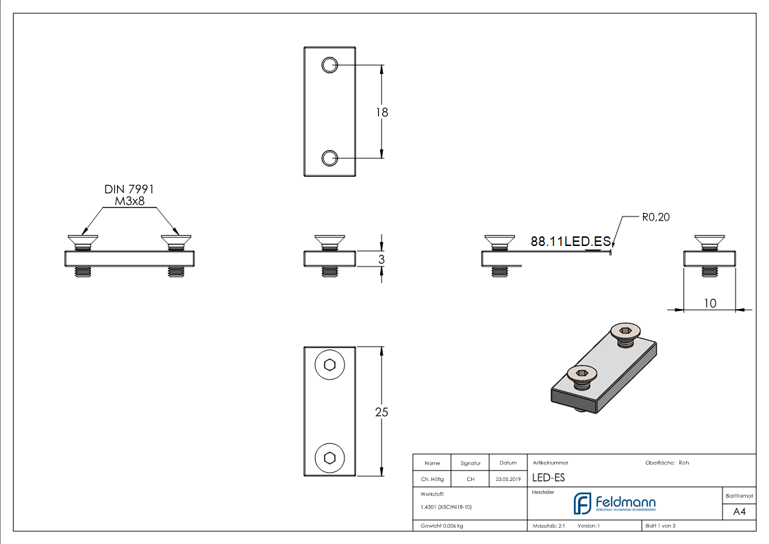 Ersatzschrauben und Platten für LED Module. Hohe Qualität.