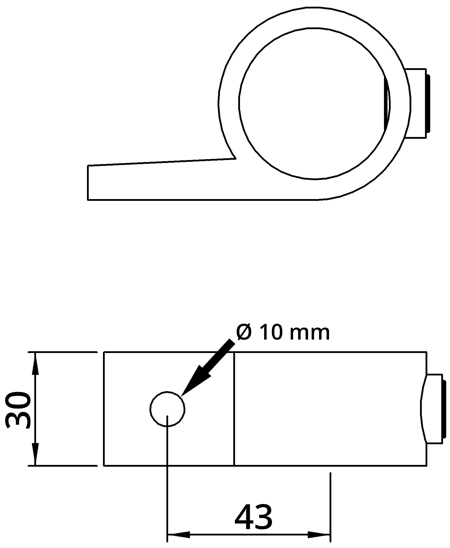 Rohrverbinder | Befestigungsring mit Flansch 1 Bohrung | 199B34 | 33,7 mm | 1" | Feuerverzinkt u. Elektrogalvanisiert