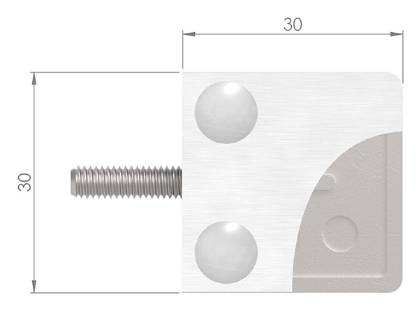 Glasklemme 30x30x18 mmØ 42,4 mm, für 6,76 mm VSG Glas