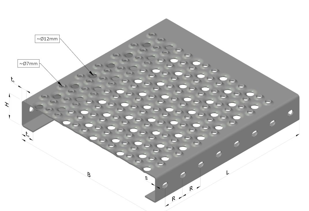 Blechprofilstufe | Typ N | Maße: 600x240x70 mm | S235JR, im Vollbad feuerverzinkt